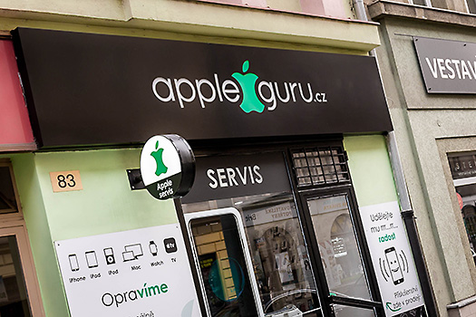 Štít apple guru opravna Praha